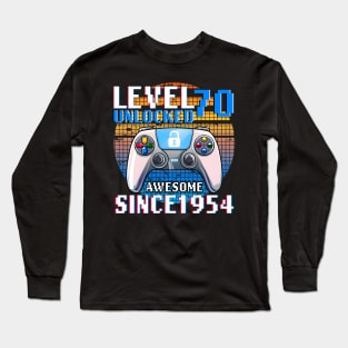 Level 70 Unlocked 70 Year Old Men Funny 70th Birthday Long Sleeve T-Shirt